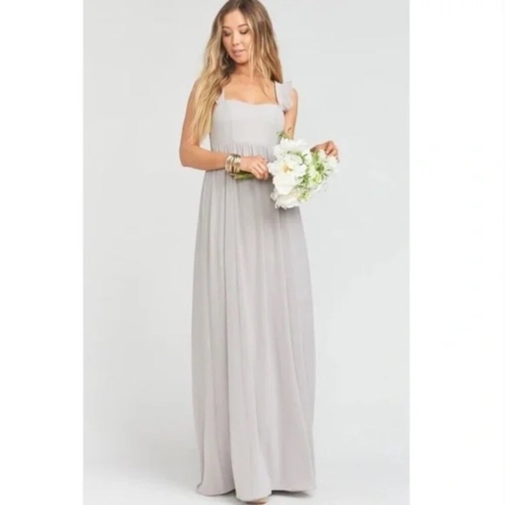 Show Me Your MuMu June Maxi Dress‎ Dove Grey Chiffon Size Small